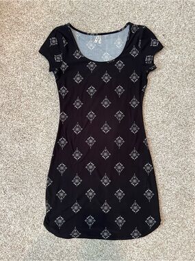 Mudd Black Mini Dress with White Geometric Print
